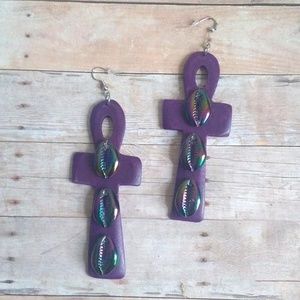 Layla Purple Ankh Earrings